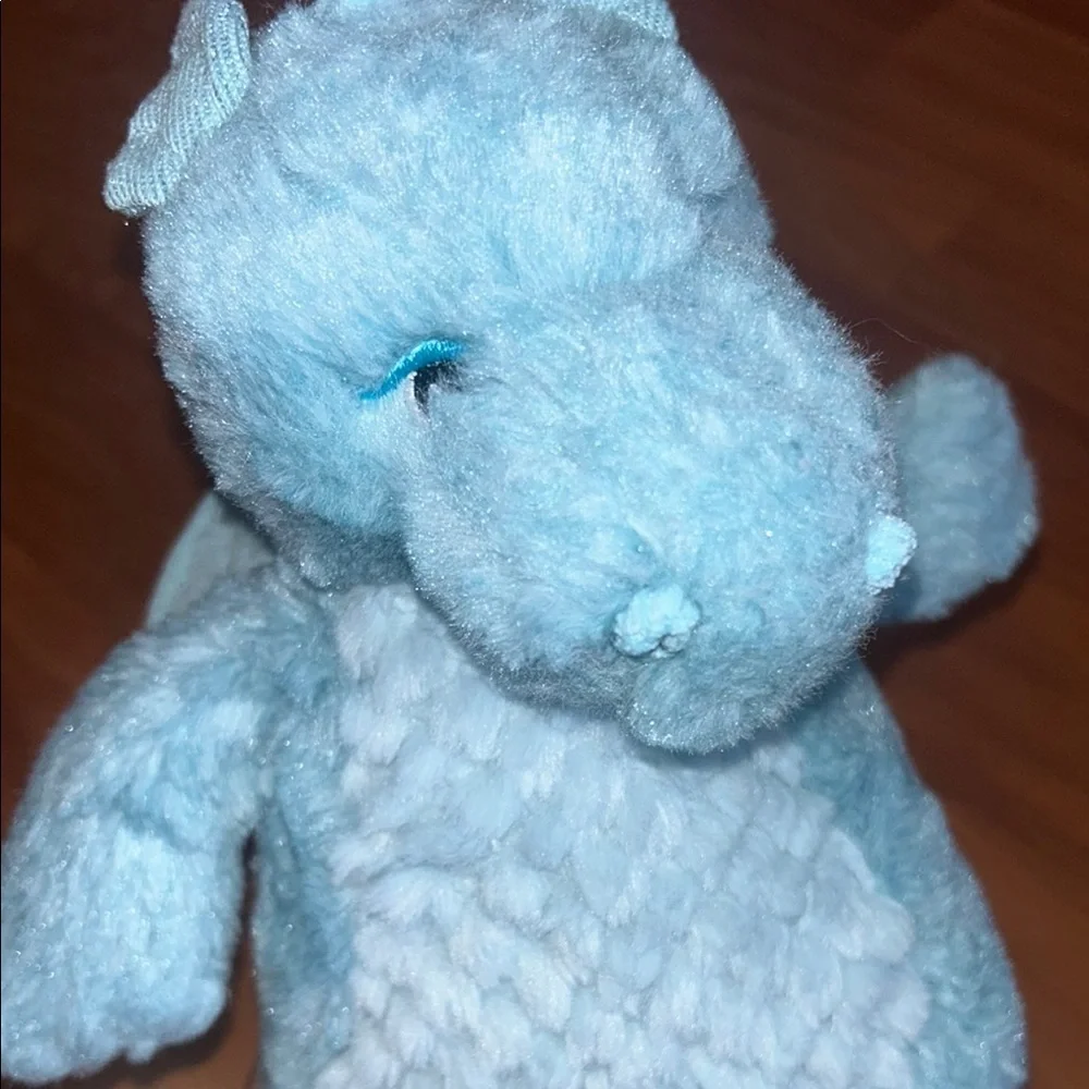 Blue Plush Stuffed Animal with Quilted Texture